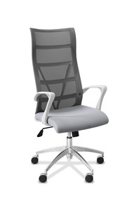 Кресло офисное Топ X белый каркас, сетка/ткань TW / серая/ серая во Владимире
