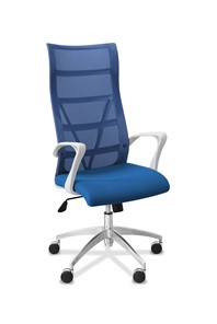 Офисное кресло для руководителя Топ X белый каркас, сетка/ткань TW / синяя/голубая во Владимире
