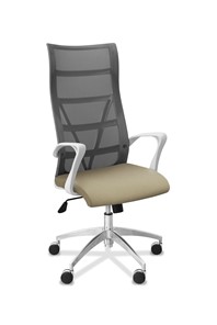 Кресло для руководителя Топ X белый каркас, сетка/ткань TW / серая/светло-серая в Коврове