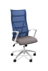 Кресло для руководителя Топ X белый каркас, сетка/ткань TW / синяя/серая во Владимире