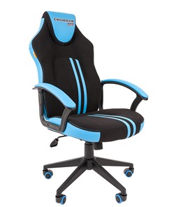 Кресло игровое CHAIRMAN GAME 26  Экокожа - Ткань стандарт. Черный/голубой в Коврове