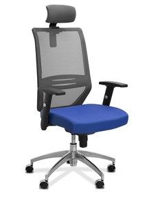 Офисное кресло Aero с подголовником, сетка/ткань TW / черная/ синяя в Коврове