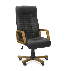 Офисное кресло для руководителя Атлант W, экокожа премиум / черная CN1114/ дерево - орех во Владимире