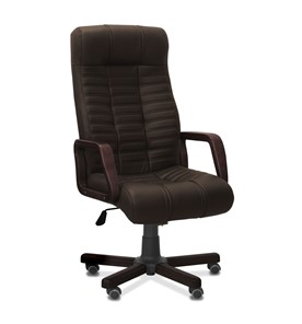 Офисное кресло для руководителя Атлант W, экокожа премиум / тёмно-коричневая CN1113/ дерево - венге во Владимире