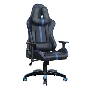 Кресло офисное BRABIX "GT Carbon GM-120", две подушки, экокожа, черное/синее, 531930 в Коврове