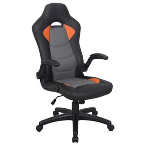 Кресло офисное BRABIX "Skill GM-005", откидные подлокотники, экокожа, черное/оранжевое, 532495 во Владимире