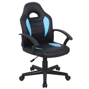 Кресло офисное BRABIX "Spark GM-201", экокожа, черное/голубое, 532505 во Владимире