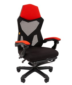 Кресло CHAIRMAN 571 с подставкой для ног , сетчатый акрил / полиэстер черный/красный во Владимире