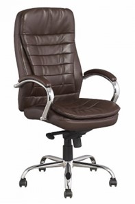 Офисное кресло ДамОфис J 9031-1 экокожа /хром, коричневый во Владимире