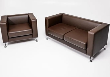 Комплект мебели Альбиони коричневый кожзам  диван 2Д + кресло во Владимире