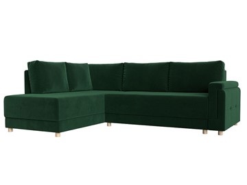 Угловой раскладной диван Лига-024, Зеленый (Велюр) во Владимире
