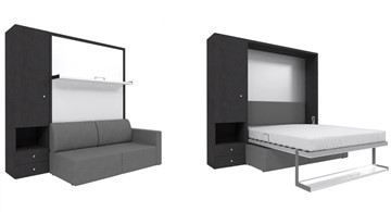 Шкаф-кровать Кровать-трансформер Smart (ШЛ+КД 1400), шкаф левый, правый подлокотник во Владимире