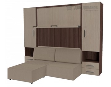 Кровать-шкаф трансформер Кровать-трансформер Smart (ШЛ+КД 1600+ШП+Пуф), 2 шкафа, без подлокотников в Коврове