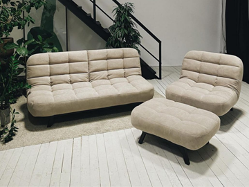 Комплект мебели Абри цвет бежевый диван + кресло +пуф пора металл в Коврове