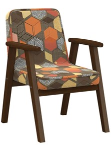 Мягкое кресло Ретро ткань геометрия коричневый, каркас орех во Владимире