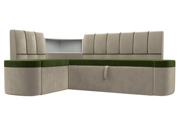 Раскладной кухонный диван Тефида, Зеленый\Бежевый (Микровельвет) во Владимире
