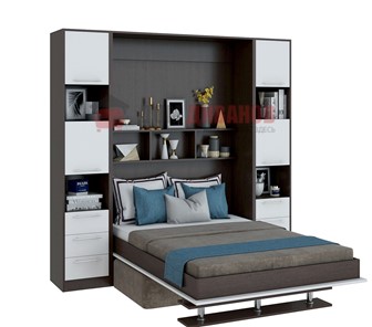 Кровать-шкаф с диваном DetalMaster Бела 1, с полкой ножкой, 1600х2000, венге/белый в Коврове