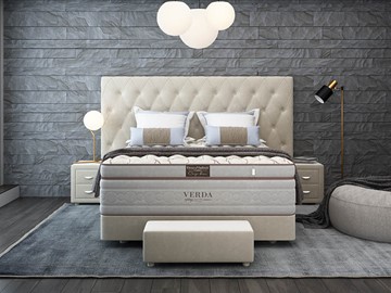 Кровать 2-спальная Luxe/Podium M 160х200, Флок (Велсофт Бежевый) в Коврове