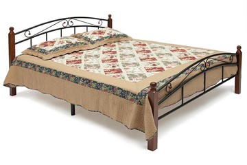 Кровать с основанием AT-8077 дерево гевея/металл, 160*200 см (middle bed), красный дуб/черный в Коврове