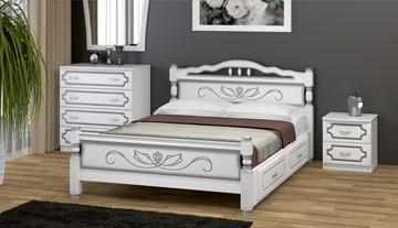 Кровать с выкатными ящиками Карина-5 (Белый Жемчуг) 160х200 в Коврове