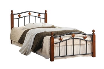 Односпальная кровать AT-126 дерево гевея/металл, 90*200 см (Single bed), красный дуб/черный в Коврове