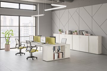 Офисный набор мебели Комфорт КФ (белый премиум) на сером металокаркасе в Коврове