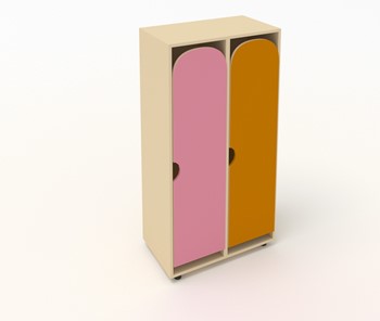 Двухдверный детский шкаф ШГ2 Беж+Оранжевый+Розовый в Коврове