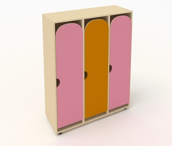 Распашной детский шкаф ШГ3 Беж+Розовый+Оранжевый в Коврове