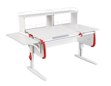 Детский стол-трансформер 1/75-40 (СУТ.25)  + Polka_b 1/550 + Polka_zz 1/600 (2 шт.) белый/белый/Красный в Коврове