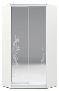 Шкаф 2300х1103, ХИТ У-23-4-66-01, цапля, 2 зеркала, белая шагрень в Коврове
