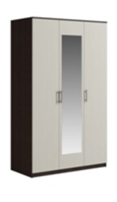 Шкаф 3 двери Genesis Светлана, с зеркалом, венге/дуб молочный во Владимире