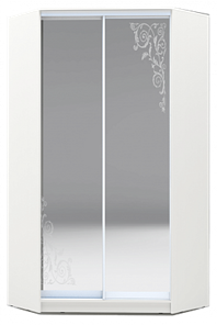 Шкаф 2200х1103, ХИТ У-22-4-66-09, Орнамент, 2 зеркала, белая шагрень в Коврове