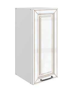 Кухонный шкаф Атланта L300 Н720 (1 дв. гл.) эмаль (белый/белый глянец патина золото) в Коврове