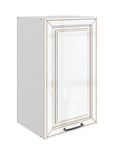 Навесной кухонный шкаф Атланта L400 Н720 (1 дв. гл.) эмаль (белый/белый глянец патина золото) в Коврове