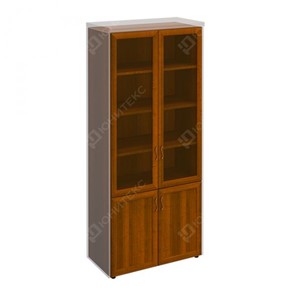 Шкаф для документов со стеклянными дверьми в рамке Мастер, темный орех (90х45х208) МТ 379 в Коврове