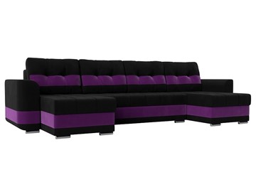 П-образный диван Честер, Черный/фиолетовый (вельвет) во Владимире