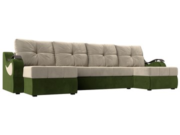 П-образный диван Меркурий П, Бежевый/зеленый (вельвет) во Владимире
