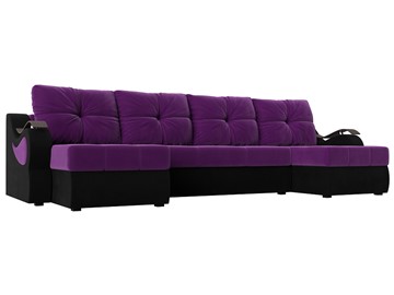 П-образный диван Меркурий П, Фиолетовый/черный (вельвет) во Владимире
