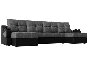 П-образный диван Меркурий П, Серый/черный (рогожка/экокожа) в Коврове
