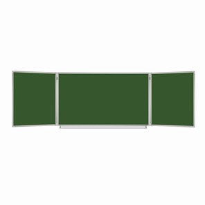 Доска  для мела 3-х элементная 100х150/300 см, 5 рабочих поверхностей, зеленая, BRAUBERG, 231707 в Коврове