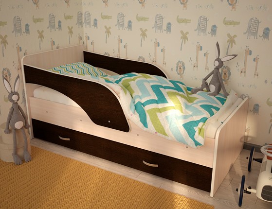 Детская кровать Максимка, корпус Млечный дуб, фасад Венге во Владимире - изображение