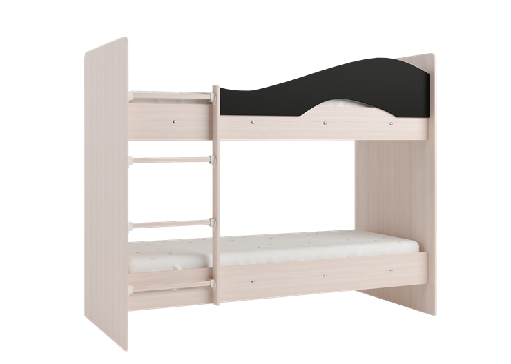 Детская  двухъярусная кровать Мая с 2 ящиками на щитах, корпус Млечный дуб, фасад Венге во Владимире - изображение 3