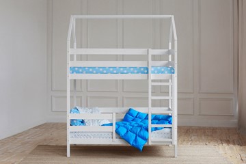 Двухъярусная кровать Домик, цвет белый во Владимире