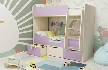 Детская 2-этажная кровать Малыш двойняшка 70х160, корпус Дуб молочный, фасад Ирис в Коврове