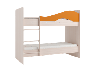 Детская двухъярусная кровать Мая с 2 ящиками на щитах, корпус Млечный дуб, фасад Оранжевый во Владимире - предосмотр 2