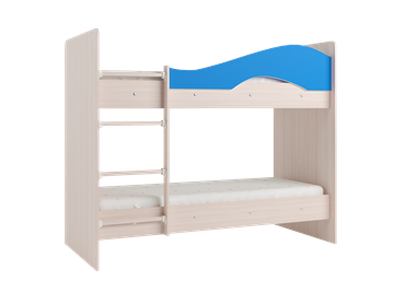 Двухъярусная детская кровать Мая с 2 ящиками на щитах, корпус Млечный дуб, фасад Синий во Владимире - предосмотр 2