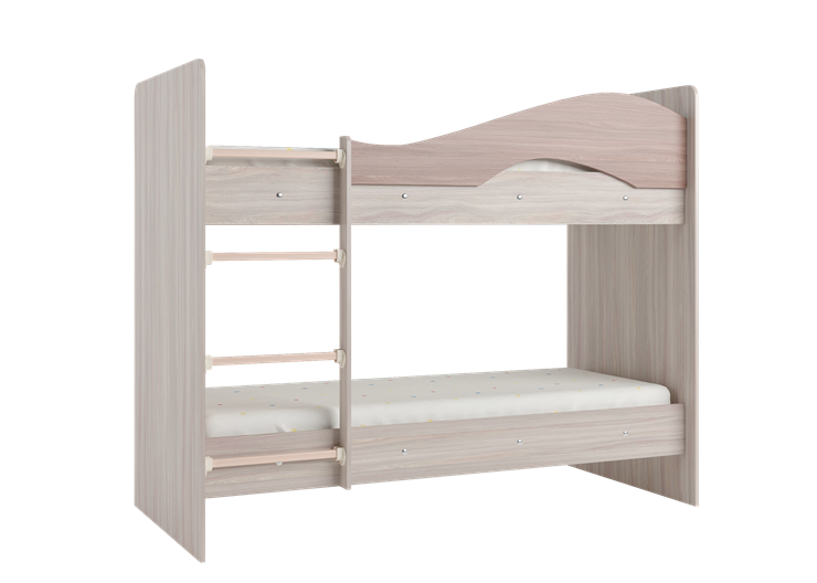 Двухъярусная кровать Мая с 2 ящиками на щитах, корпус Шимо светлый, фасад Шимо темный во Владимире - изображение 2