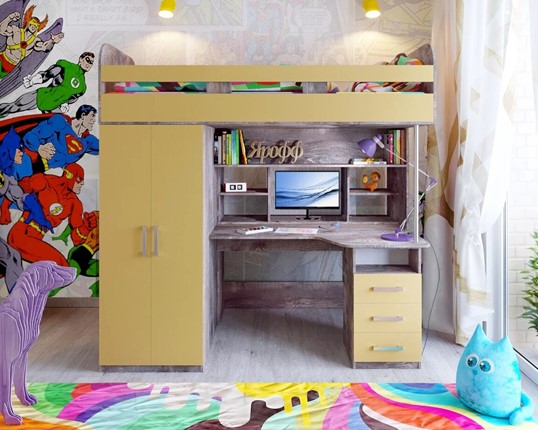 Кровать-чердак детская Аракс, каркас Бетон, фасад Зира во Владимире - изображение