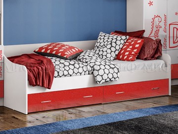 Кровать в детскую Алфавит (Красный) с ящиками в Коврове