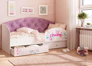 Односпальная детская кровать Эльза с бортиком, Фиолетовый (латы) в Коврове